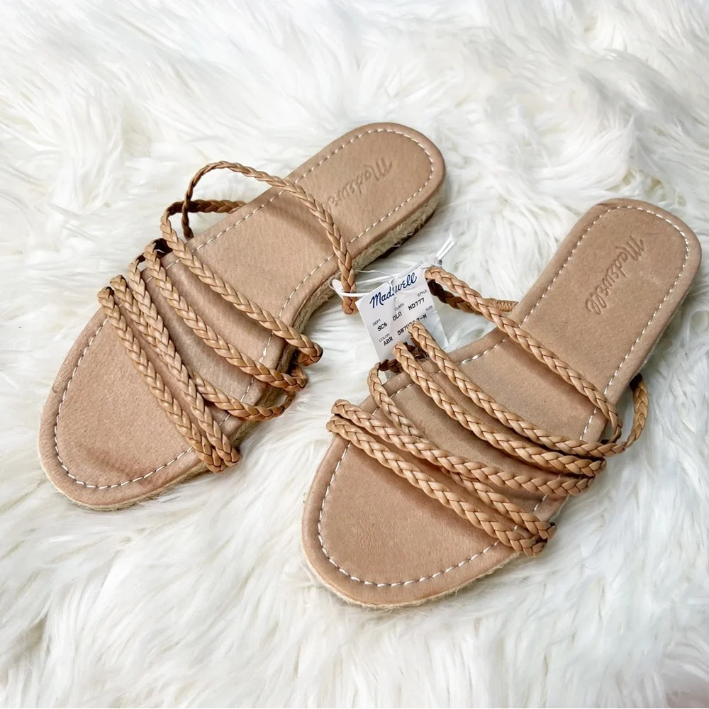 NWT Madewell The Kathryn Espadrille Slide Sandal in Leather